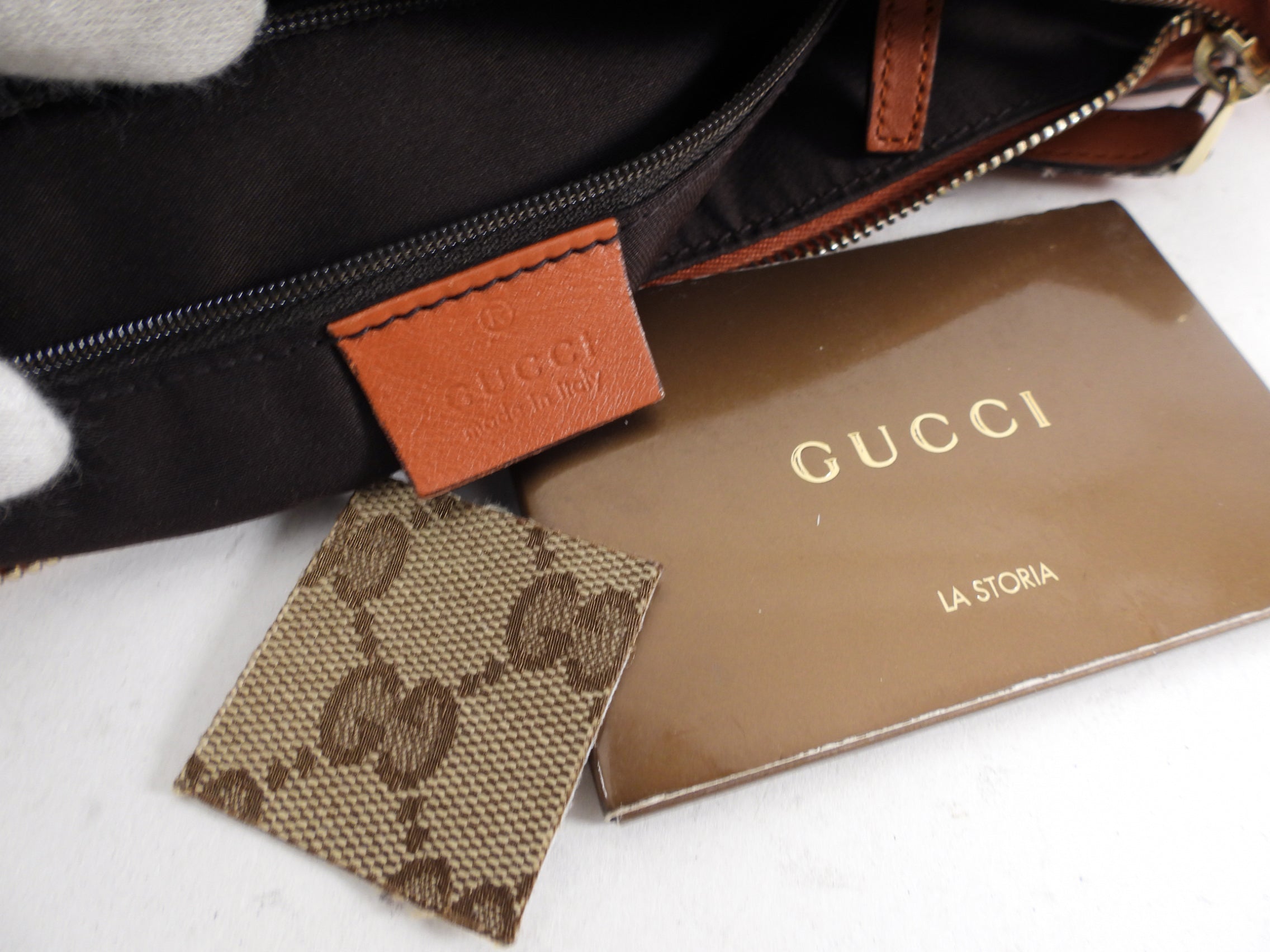 Gucci Monogram Canvas D Ring Abbey Crossbody Bag