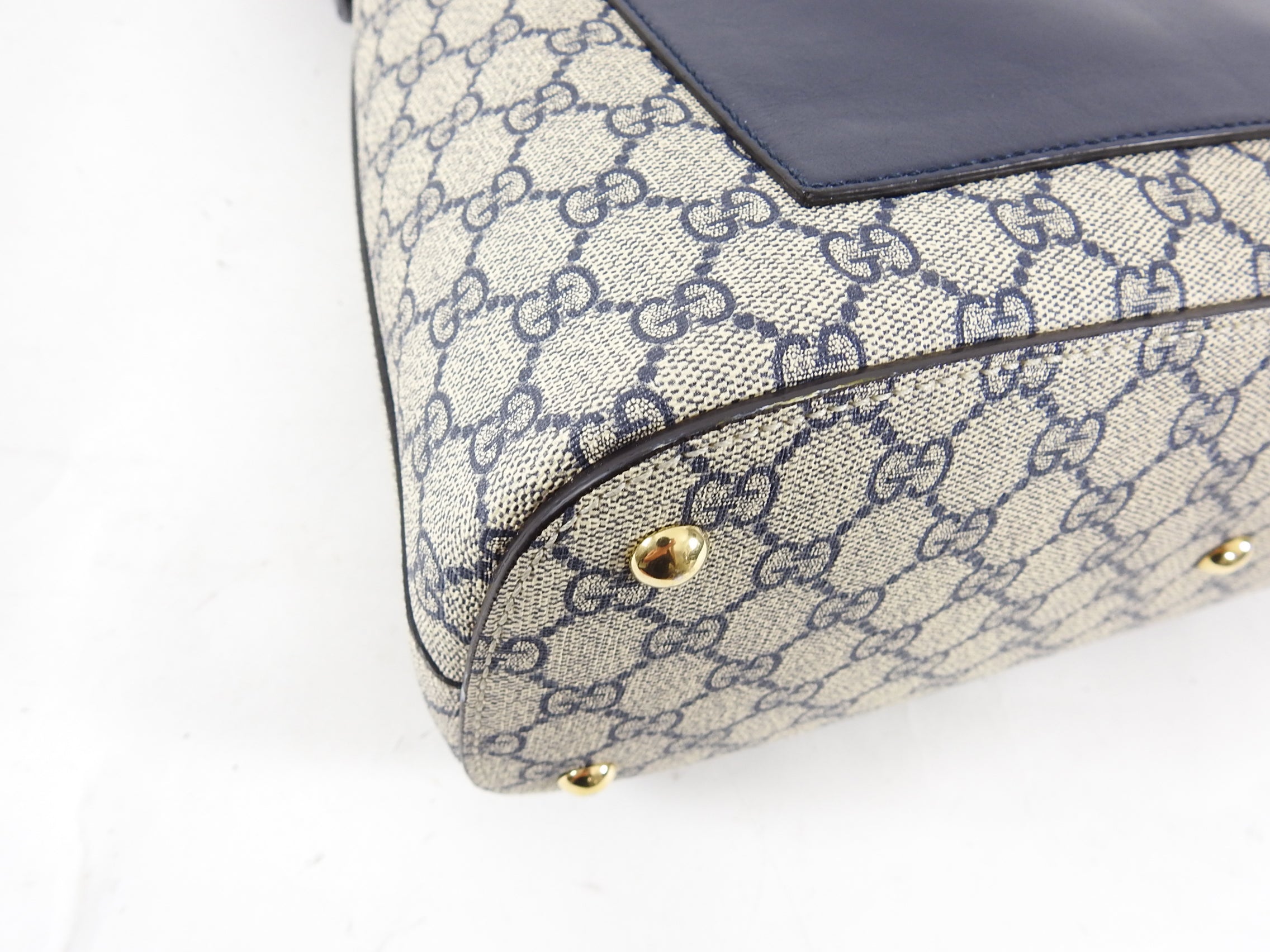 Gucci Navy Supreme Monogram GG Logo Top Handle Bag