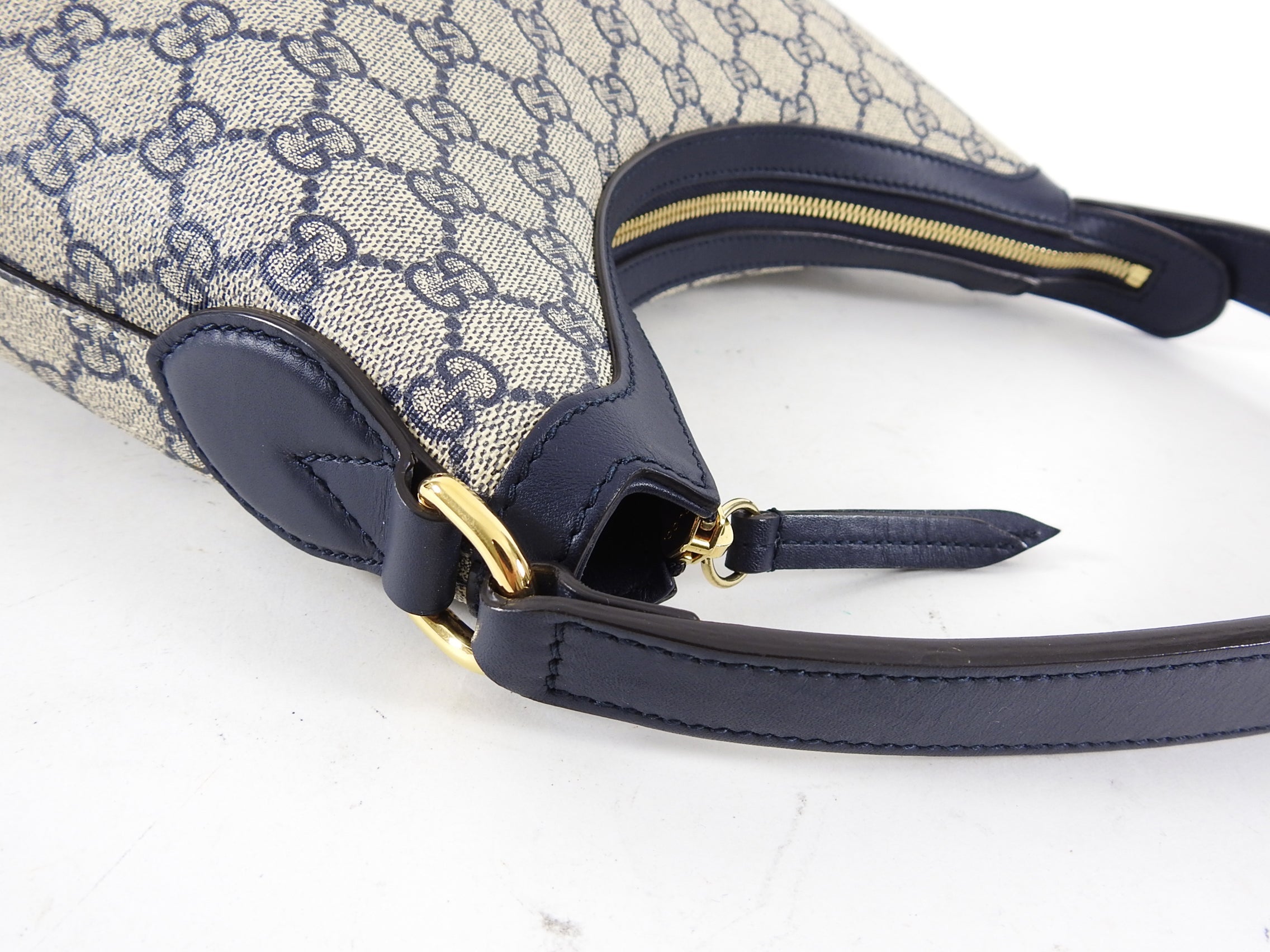 Gucci Navy Supreme Monogram GG Logo Top Handle Bag
