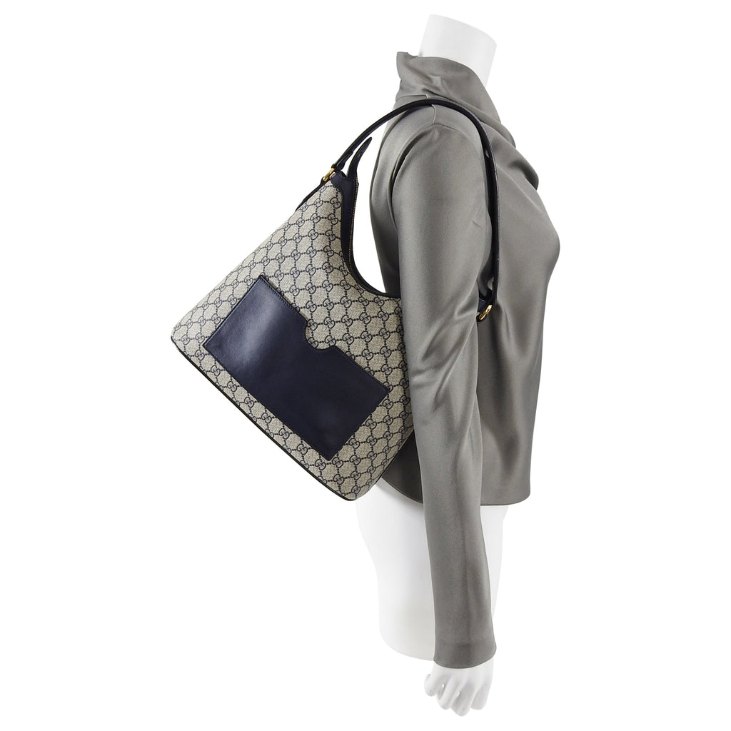 Gucci Navy Supreme Monogram GG Logo Top Handle Bag