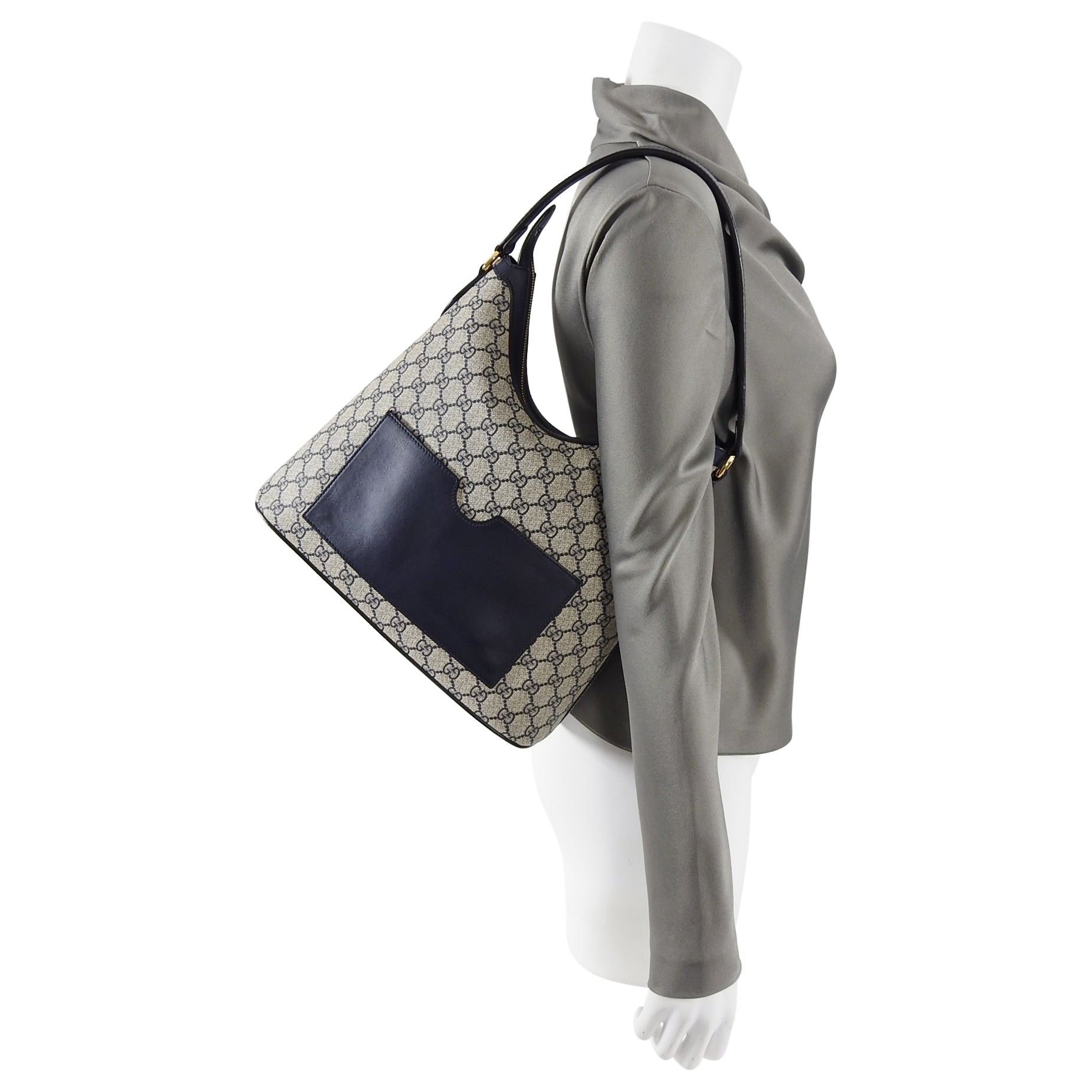 Gucci Navy Supreme Monogram GG Logo Top Handle Bag