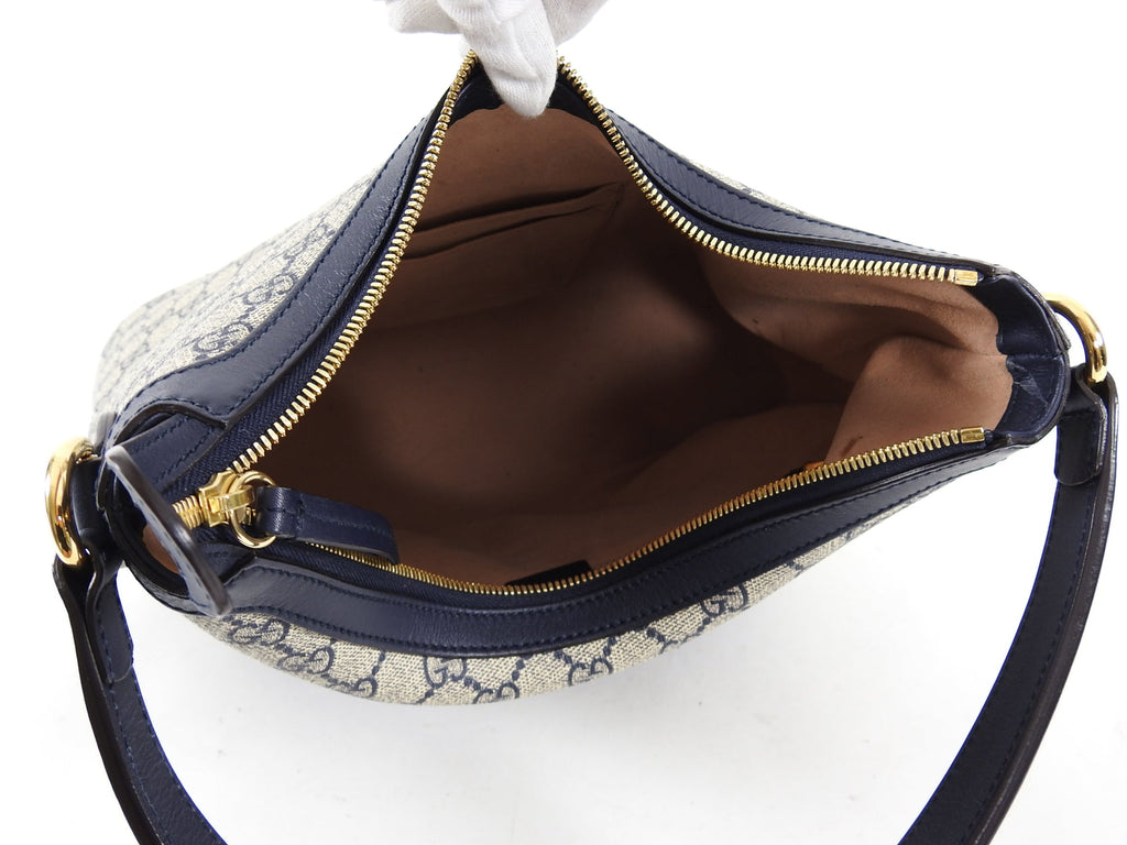 Gucci Navy Supreme Monogram GG Logo Top Handle Bag