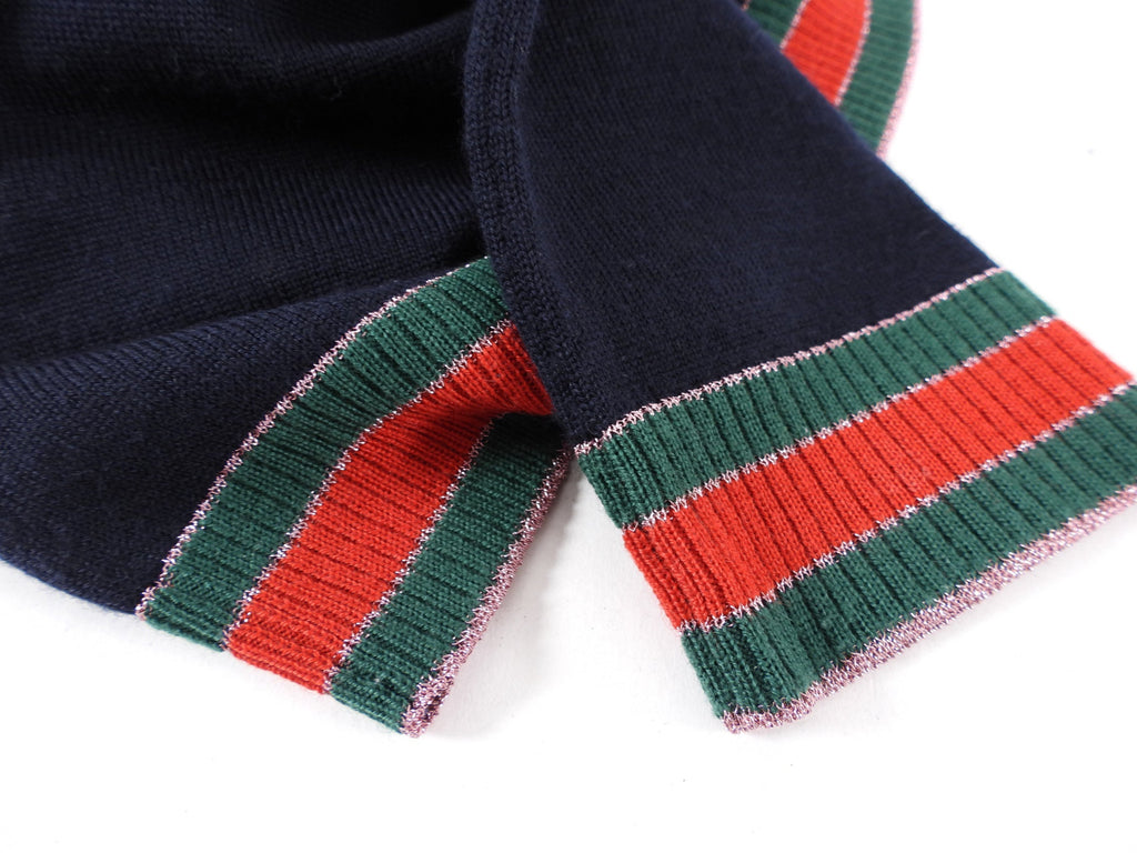Gucci Midnight Navy Knit Web Trim Sweater - M