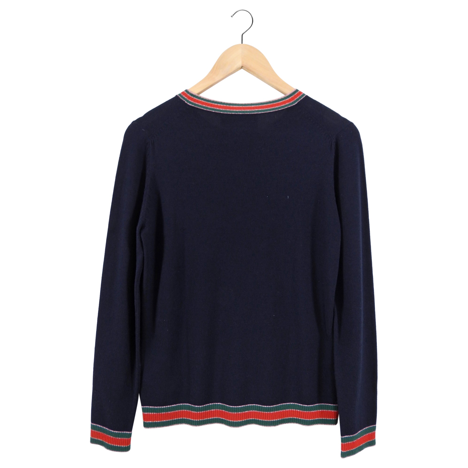 Gucci Midnight Navy Knit Web Trim Sweater - M