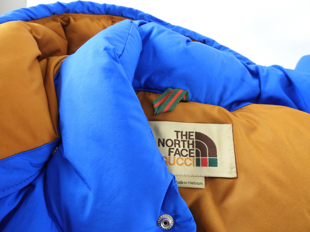 Gucci x The North Face Blue and Ochre Down Puffer Coat - XS
