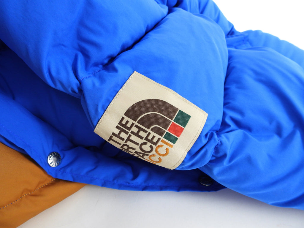 Gucci x The North Face Blue and Ochre Down Puffer Coat - XS