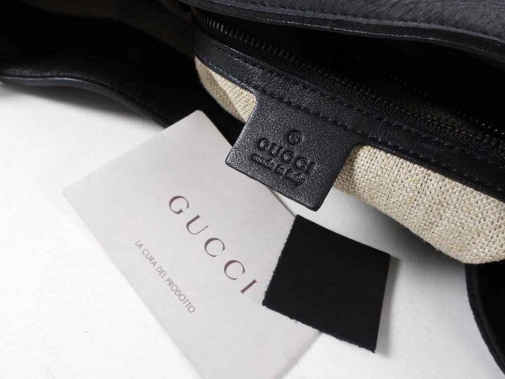 Gucci Black Nubuck Leather 1970 Medium Gold Chain Hobo Bag