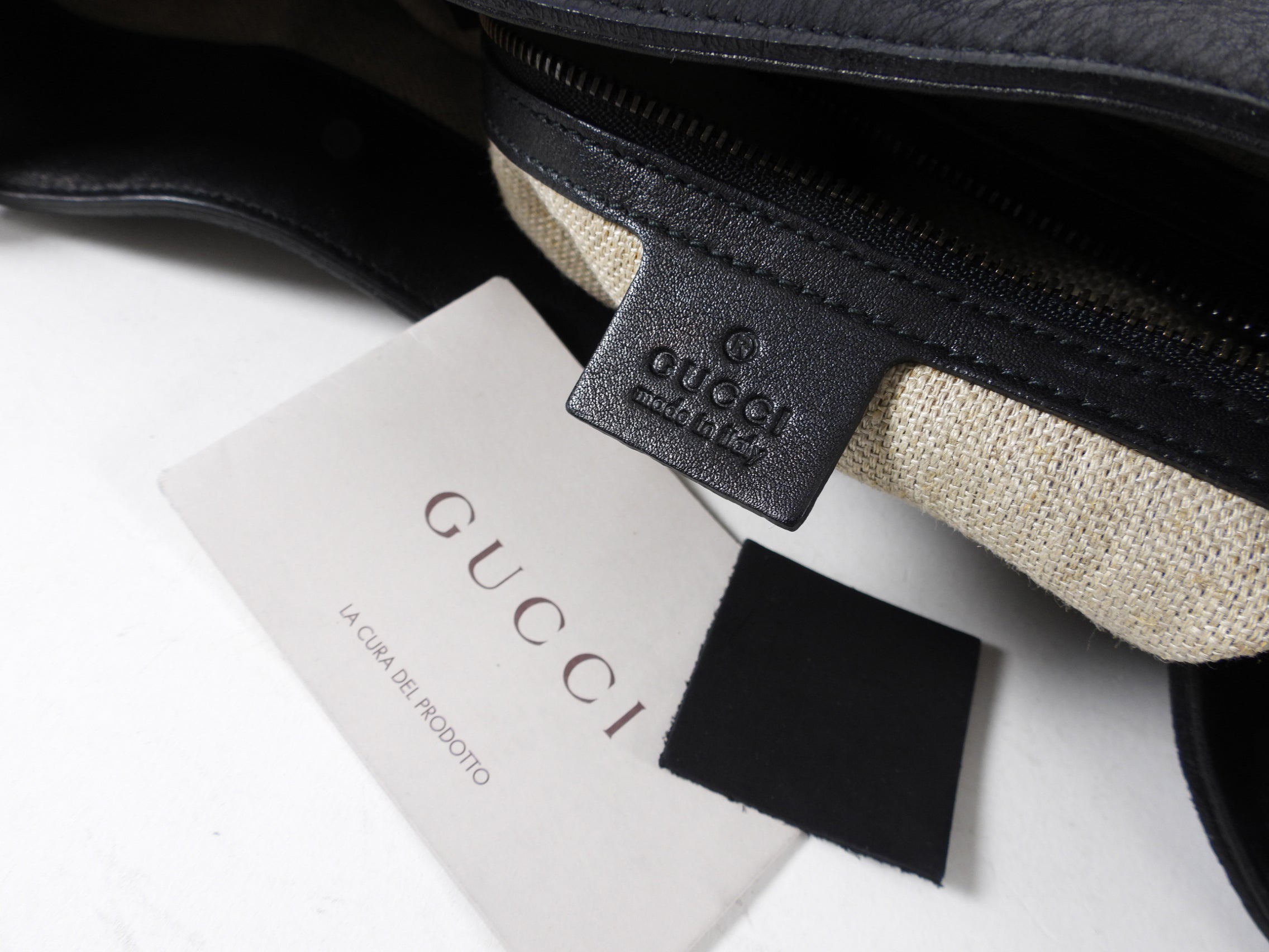 Gucci Black Nubuck Leather 1970 Medium Gold Chain Hobo Bag