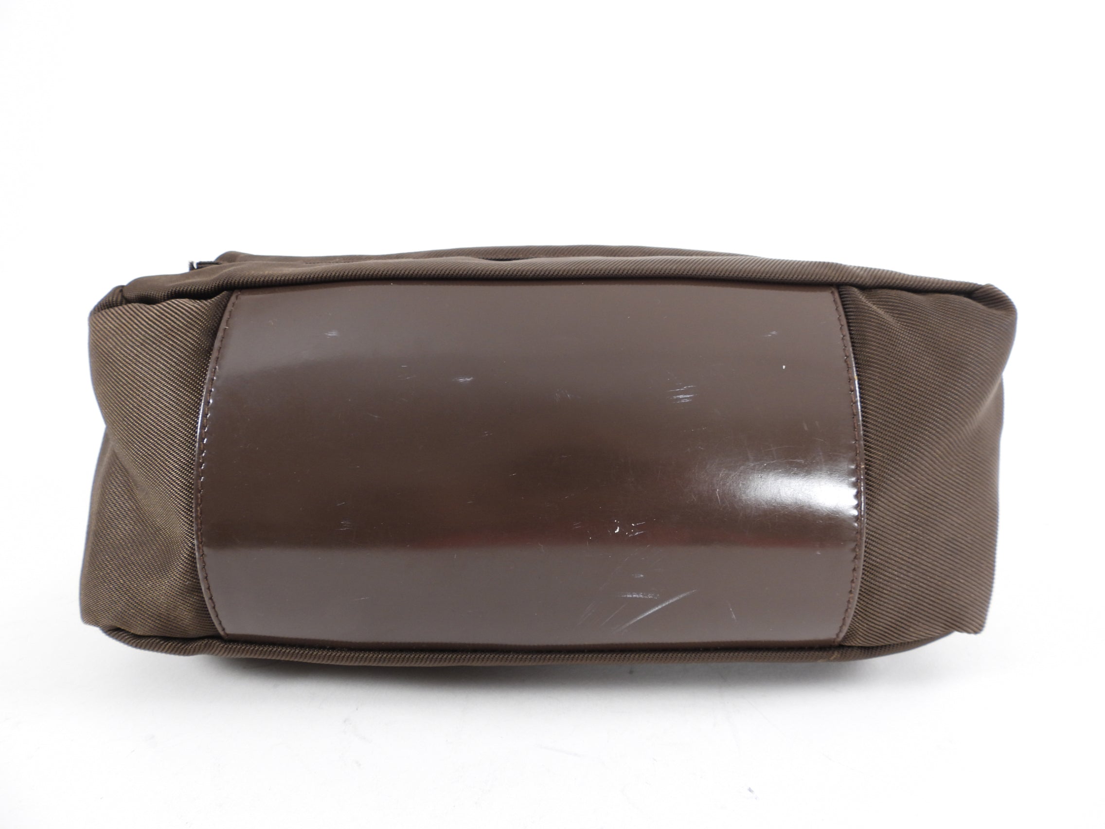 Gucci Brown Nylon Bamboo Handle Two-Way Bag