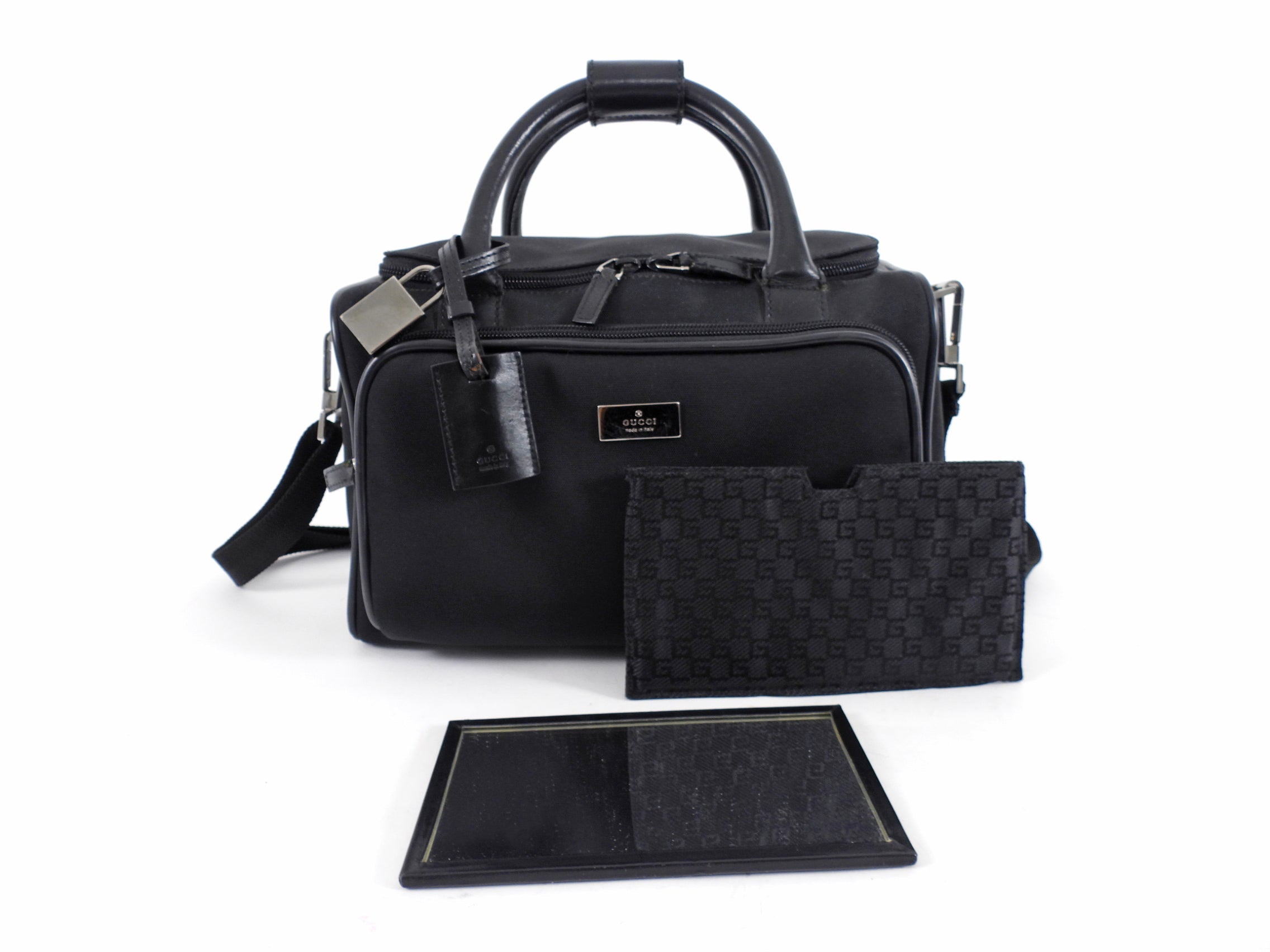 Gucci Vintage Early 2000's Black Nylon Beauty Case Bag