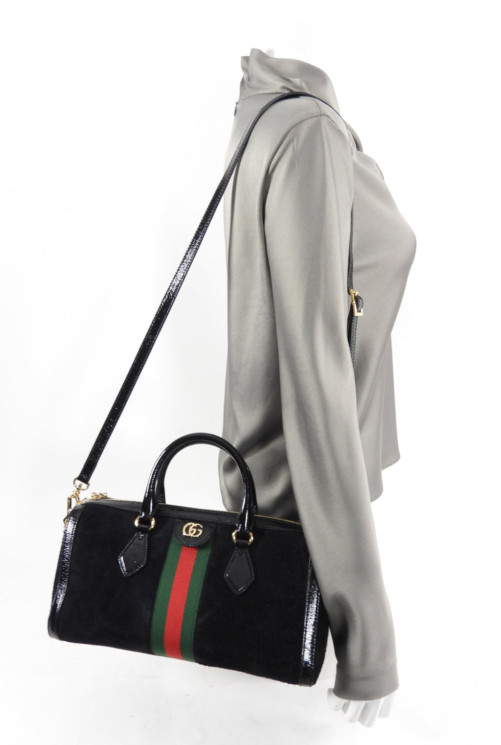 Gucci Black Suede and Patent Ophidia Doctor Bag