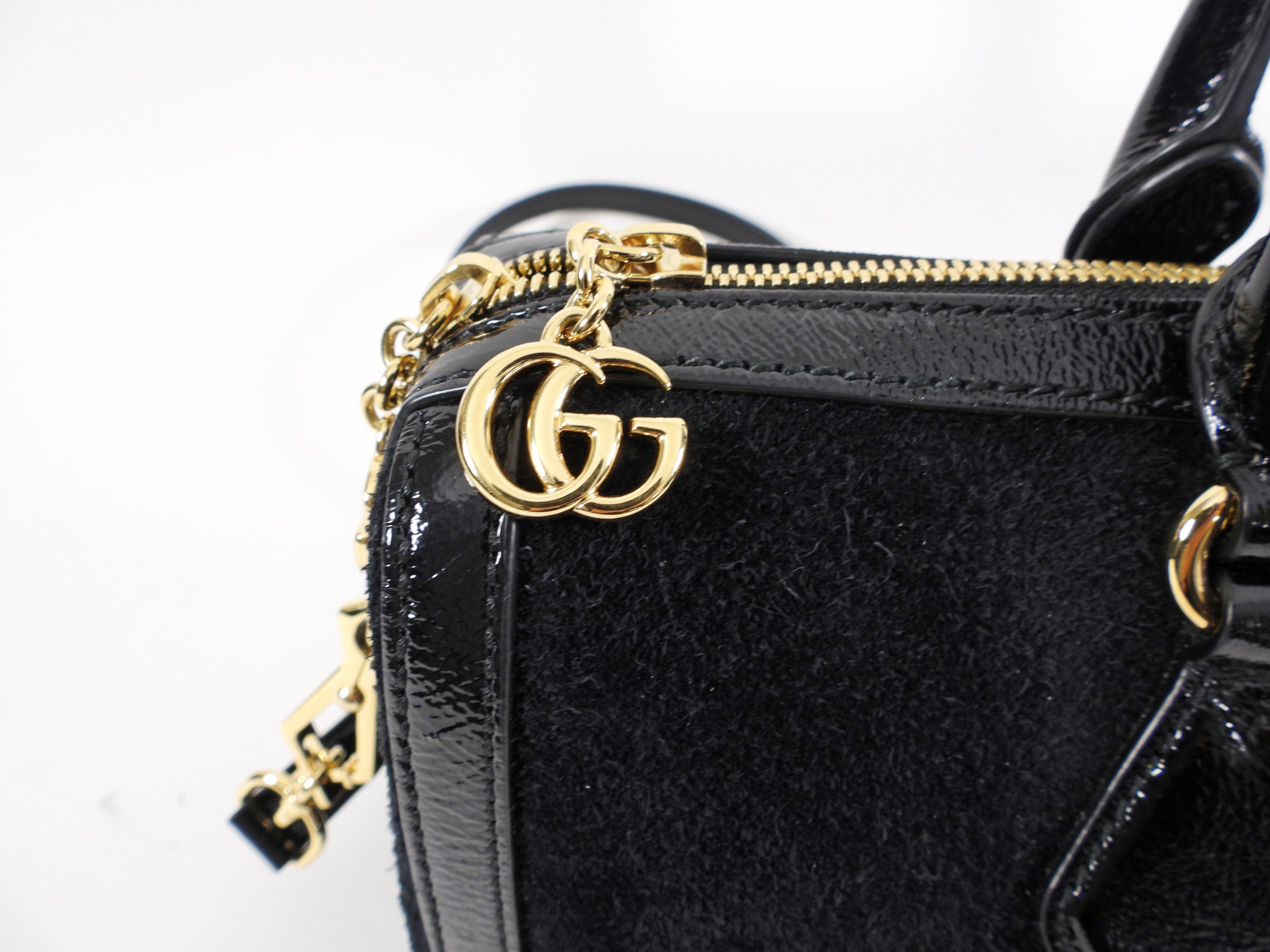 Gucci Black Suede and Patent Ophidia Doctor Bag