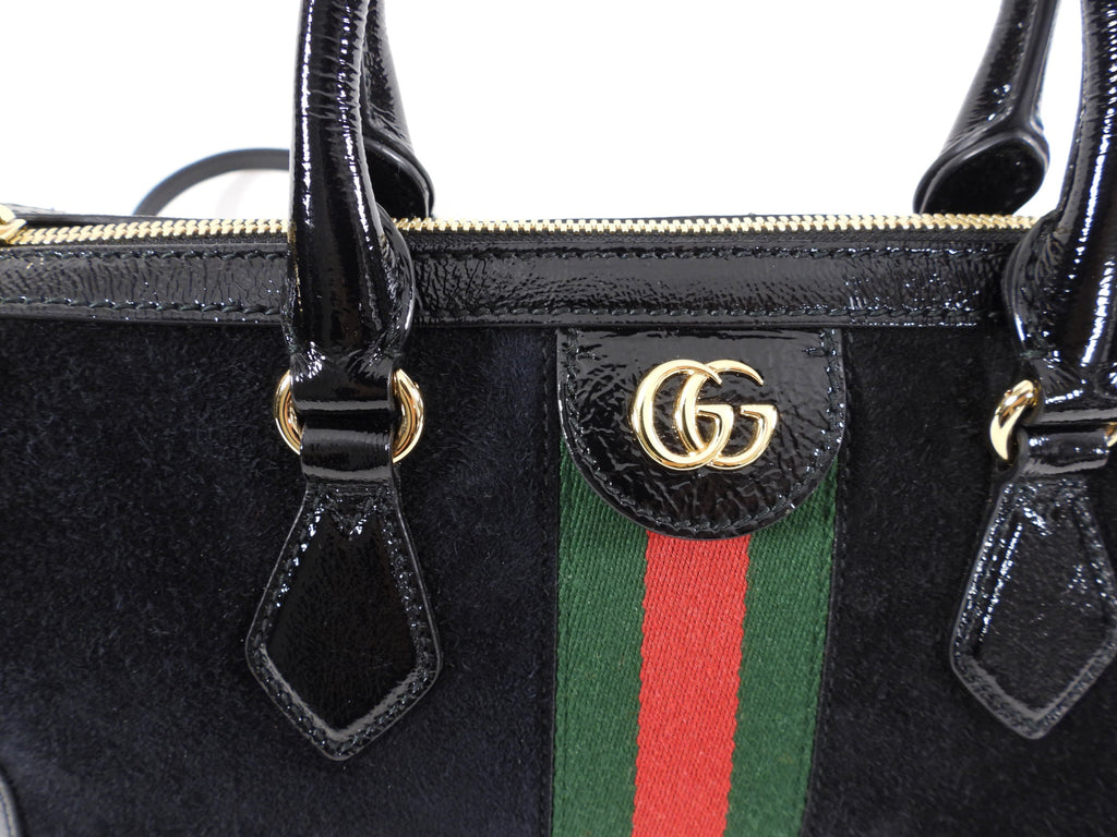Gucci Black Suede and Patent Ophidia Doctor Bag