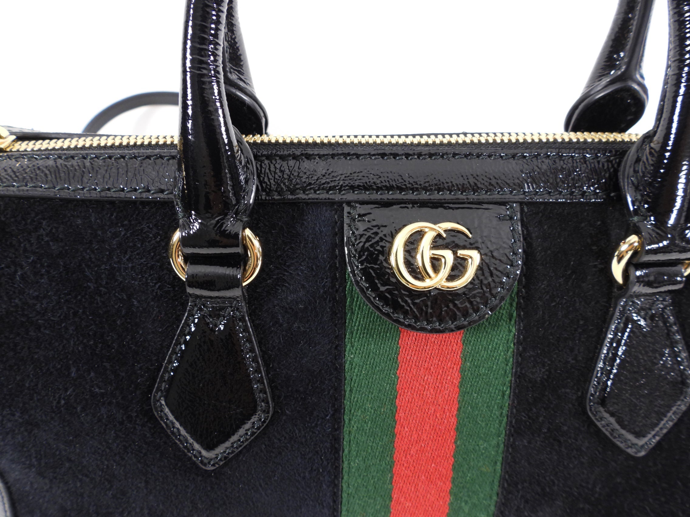 Gucci Black Suede and Patent Ophidia Doctor Bag