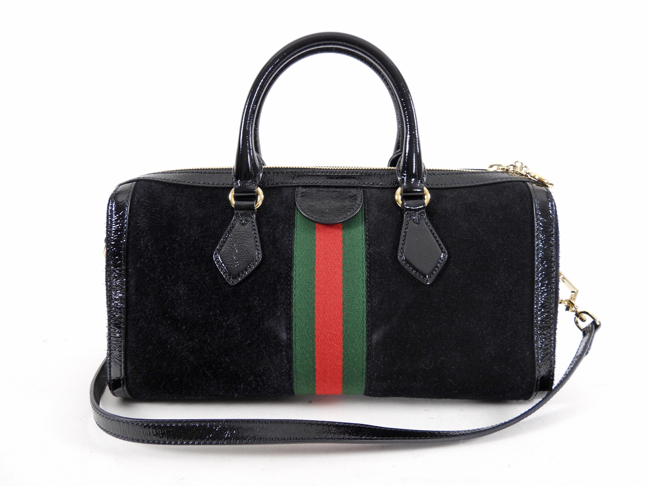 Gucci Black Suede and Patent Ophidia Doctor Bag