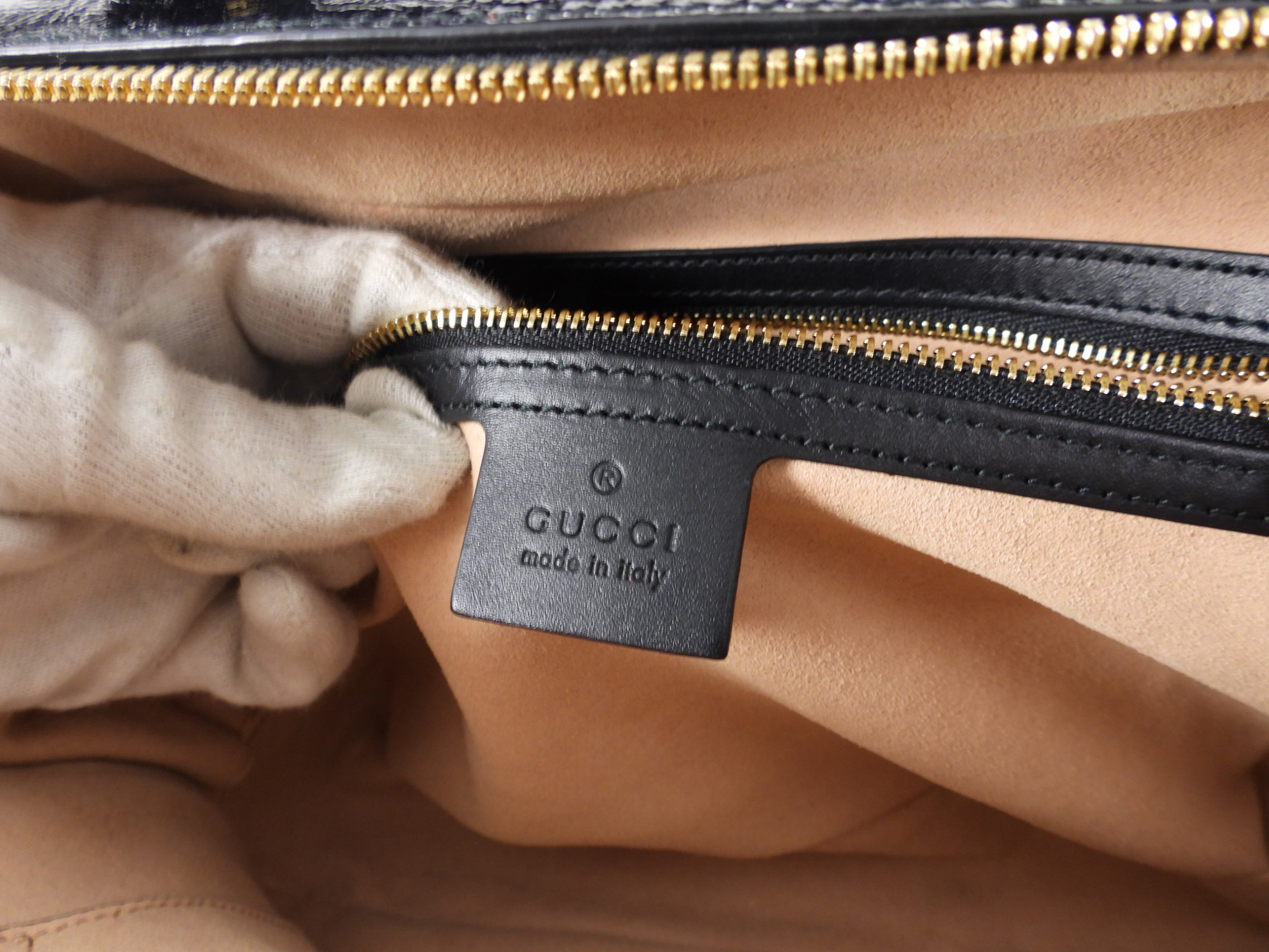 Gucci Black Patent and Suede Web Stripe Ophidia Crossbody Bag