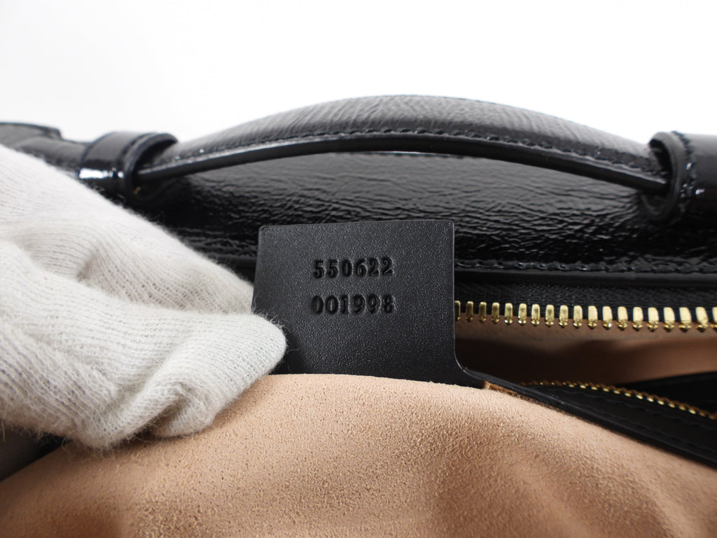 Gucci Black Patent and Suede Web Stripe Ophidia Crossbody Bag