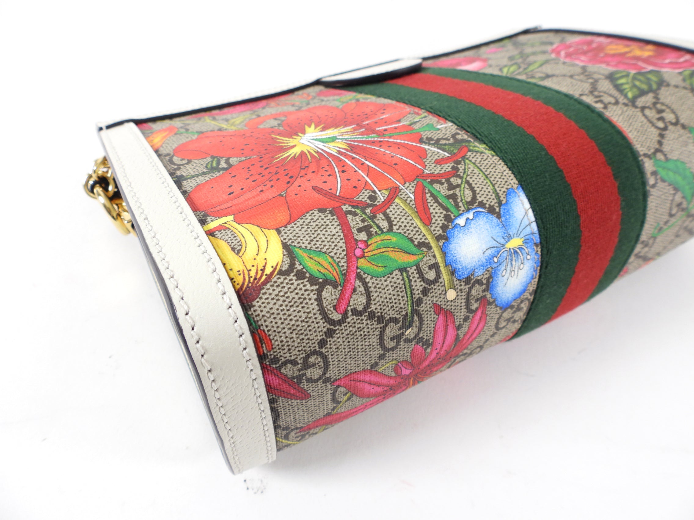 Gucci Ivory Small Ophidia Supreme Floral Shoulder Bag / Clutch