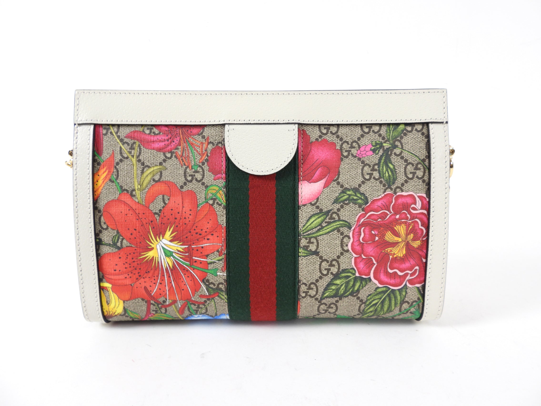 Gucci Ivory Small Ophidia Supreme Floral Shoulder Bag / Clutch