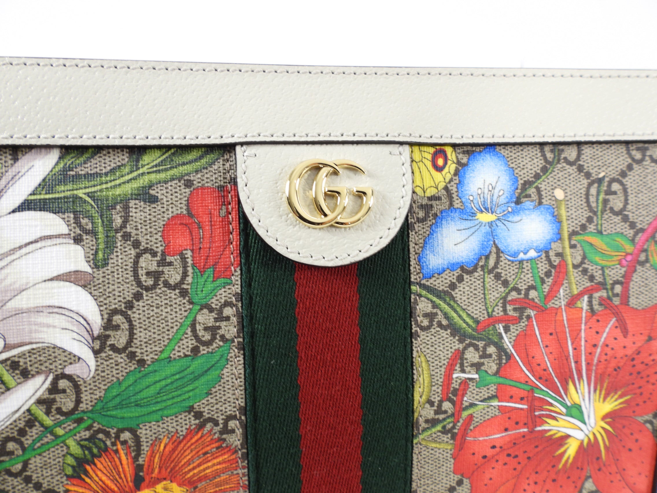 Gucci Ivory Small Ophidia Supreme Floral Shoulder Bag / Clutch