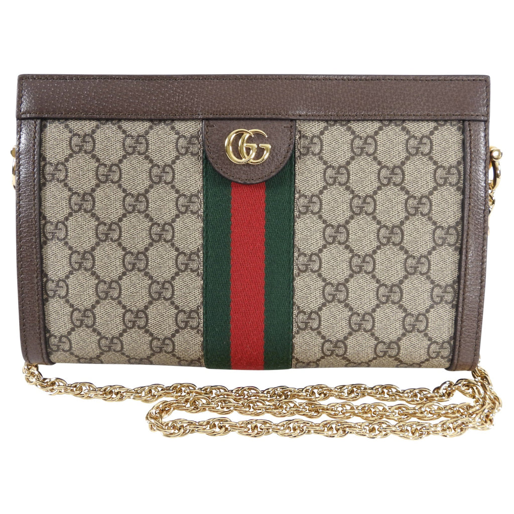 Gucci Brown Monogram GG Web Ophidia Small Shoulder Bag