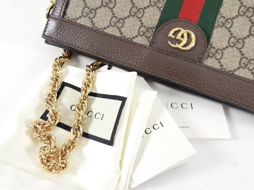 Gucci Brown Monogram GG Web Ophidia Small Shoulder Bag