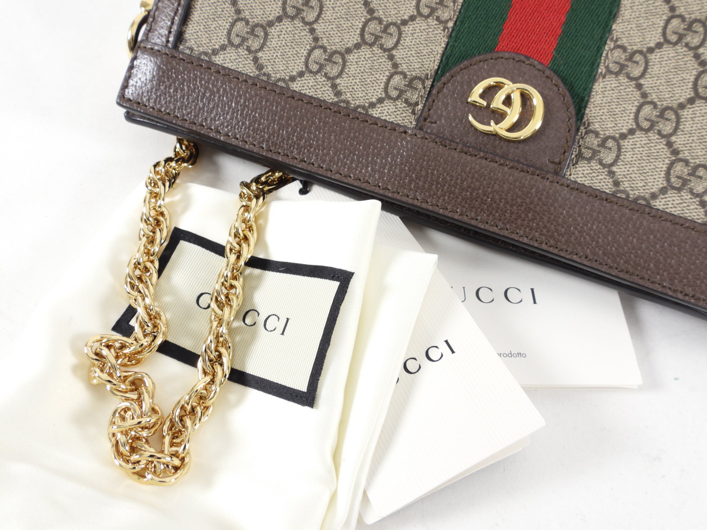 Gucci Brown Monogram GG Web Ophidia Small Shoulder Bag