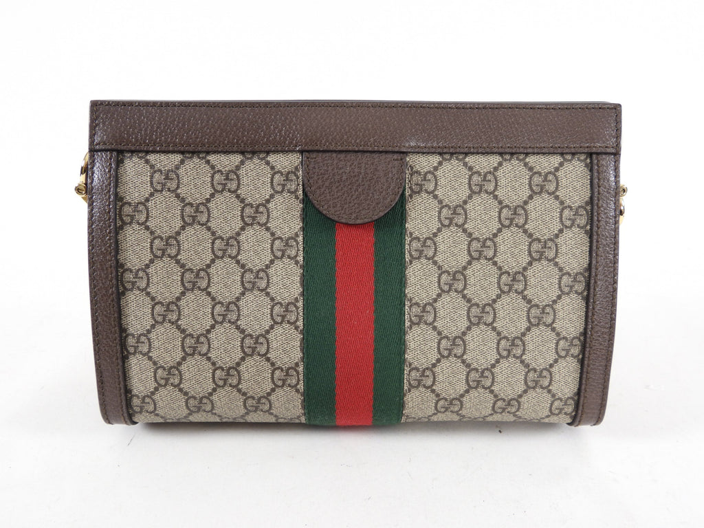 Gucci Brown Monogram GG Web Ophidia Small Shoulder Bag