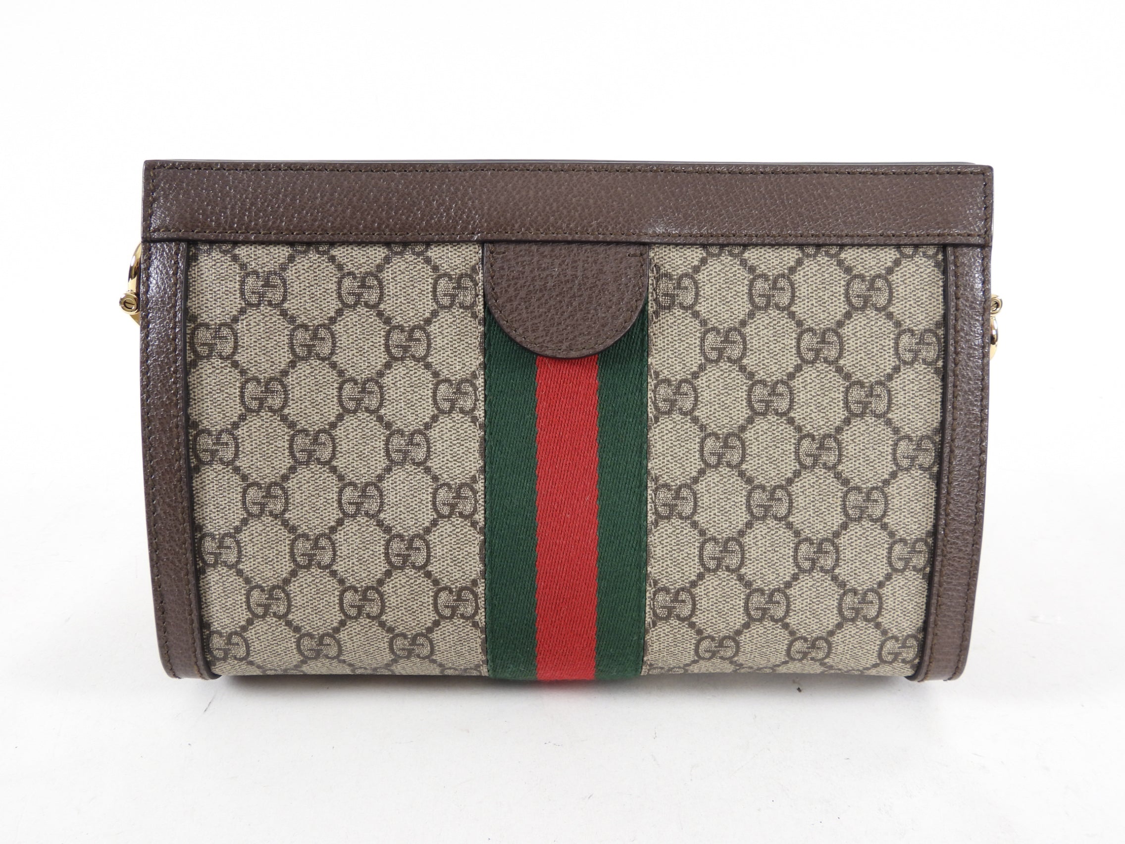 Gucci Brown Monogram GG Web Ophidia Small Shoulder Bag