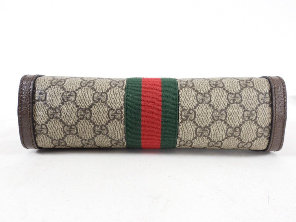 Gucci Brown Monogram GG Web Ophidia Small Shoulder Bag