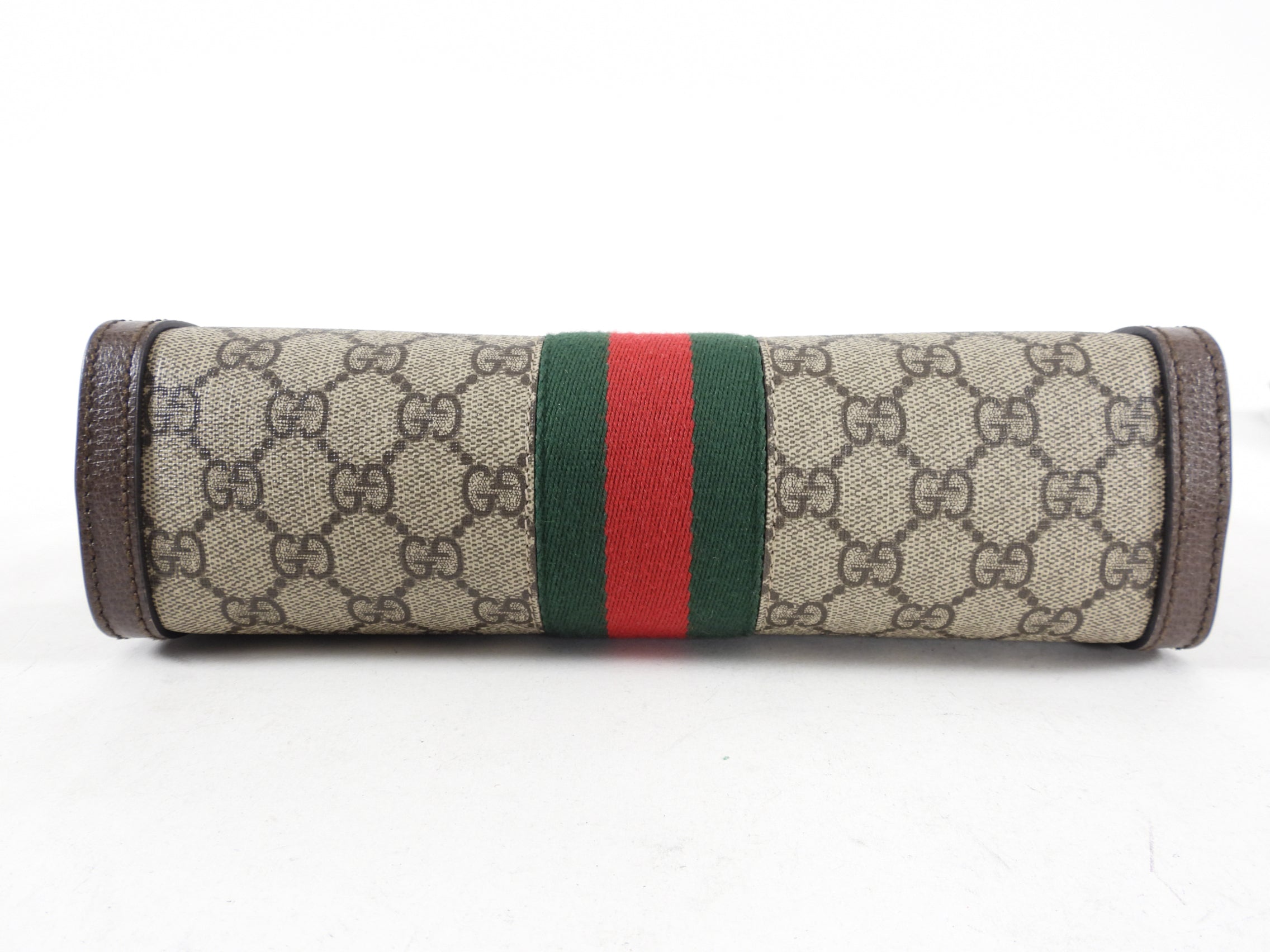 Gucci Brown Monogram GG Web Ophidia Small Shoulder Bag