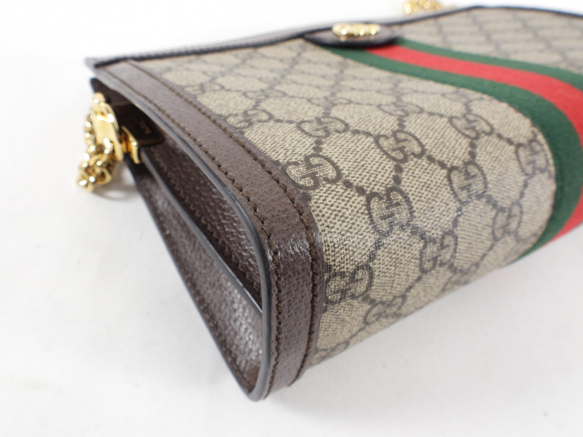 Gucci Brown Monogram GG Web Ophidia Small Shoulder Bag