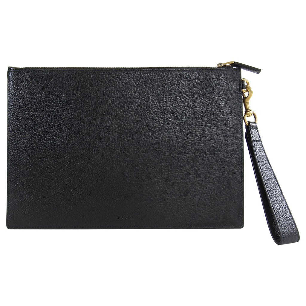 Gucci 2019 Marmont Black Leather GG Portfolio Clutch Bag