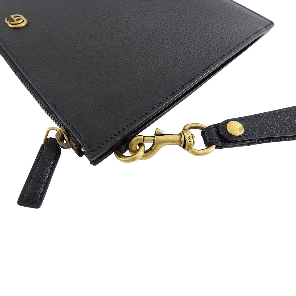 Gucci 2019 Marmont Black Leather GG Portfolio Clutch Bag