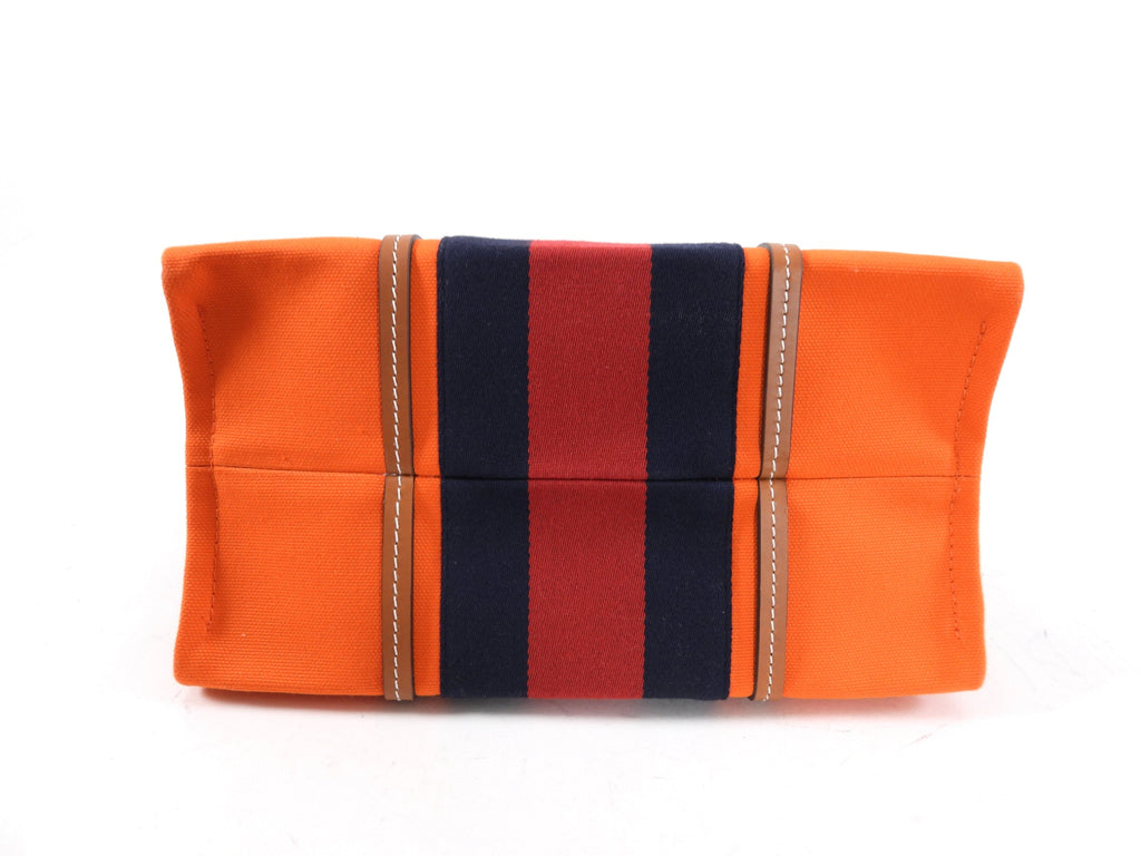 Gucci Interlocking G Orange Striped Web Canvas Tote Bag