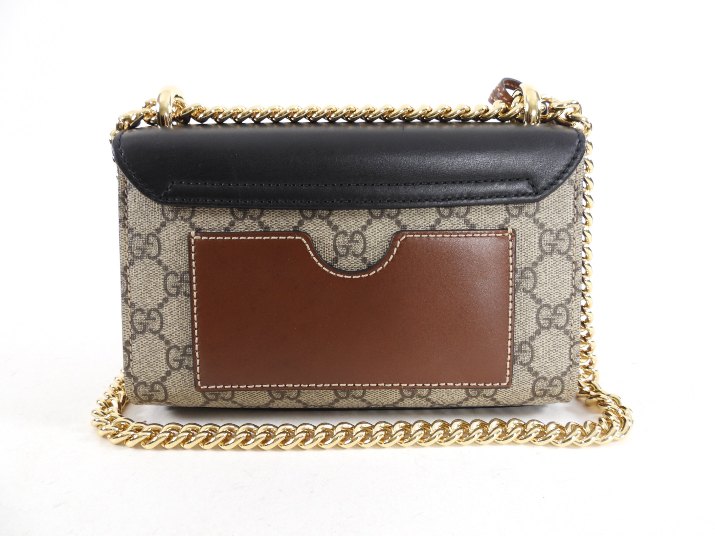 Gucci Monogram Canvas Small Padlock Chain Bag
