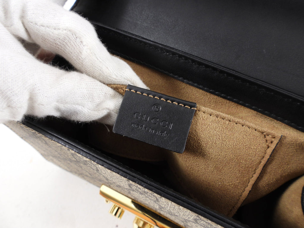 Gucci Monogram Canvas Small Padlock Chain Bag