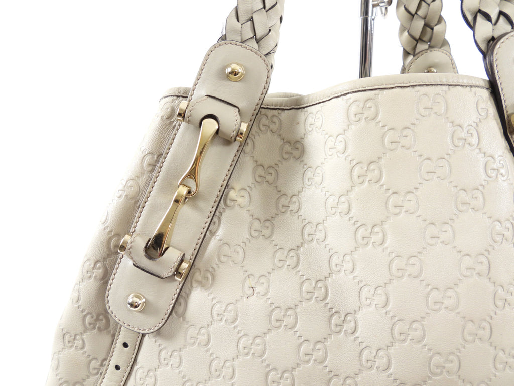 Gucci Ivory Guccissima Leather Braided Strap Pelham Tote Bag