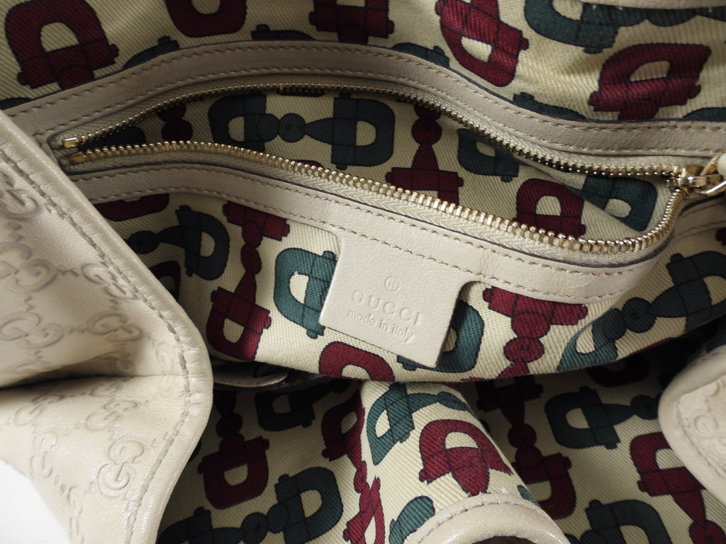 Gucci Ivory Guccissima Leather Braided Strap Pelham Tote Bag