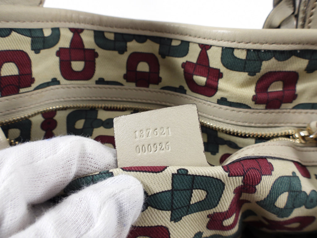 Gucci Ivory Guccissima Leather Braided Strap Pelham Tote Bag