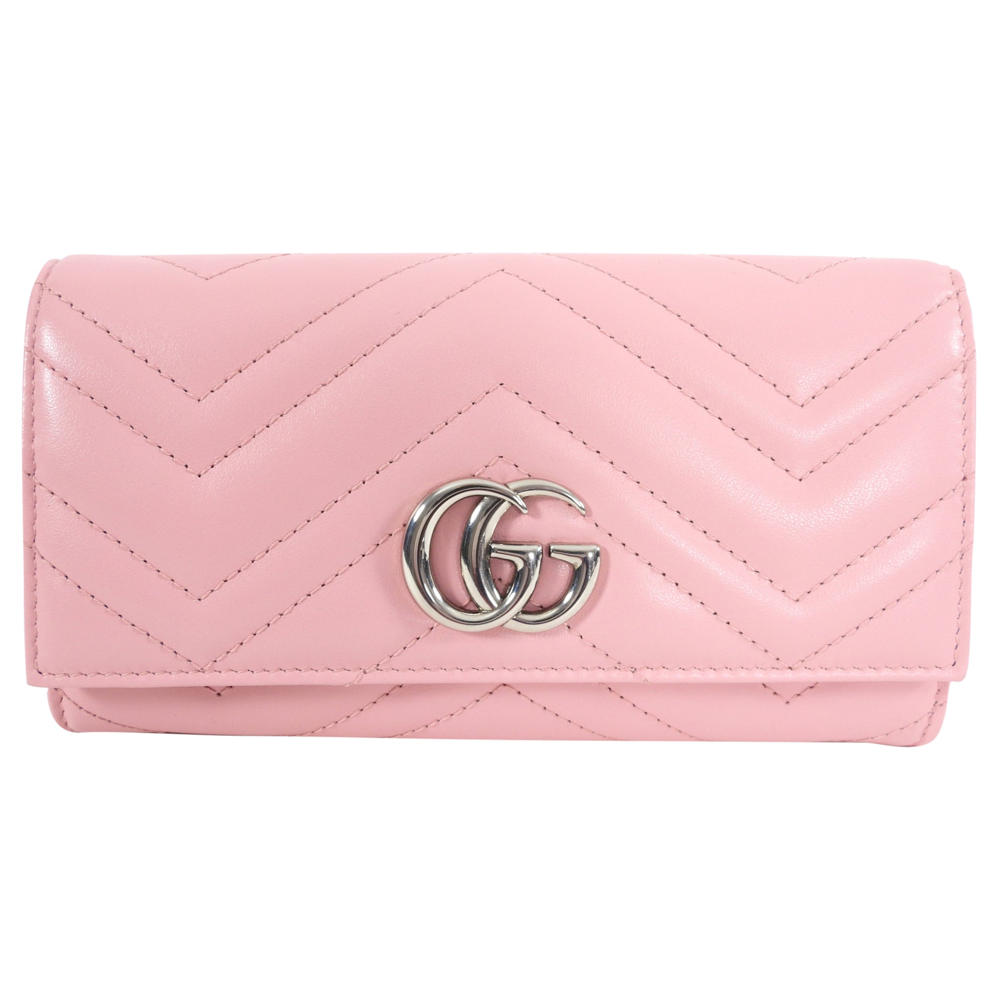 Gucci Pink Matelasse Marmont Long Wallet