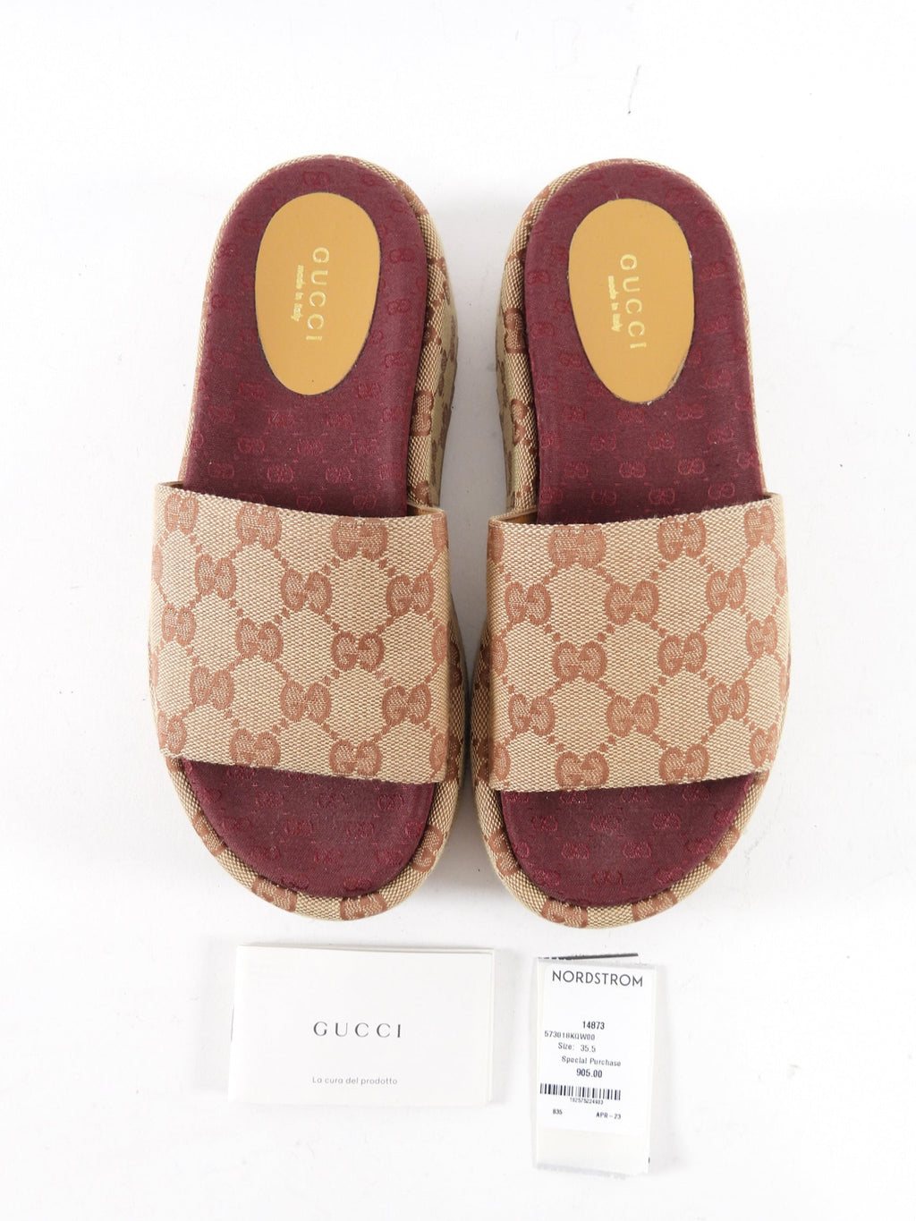 Gucci Monogram Canvas Platform Slides - 35.5 / USA 6 / 6.5