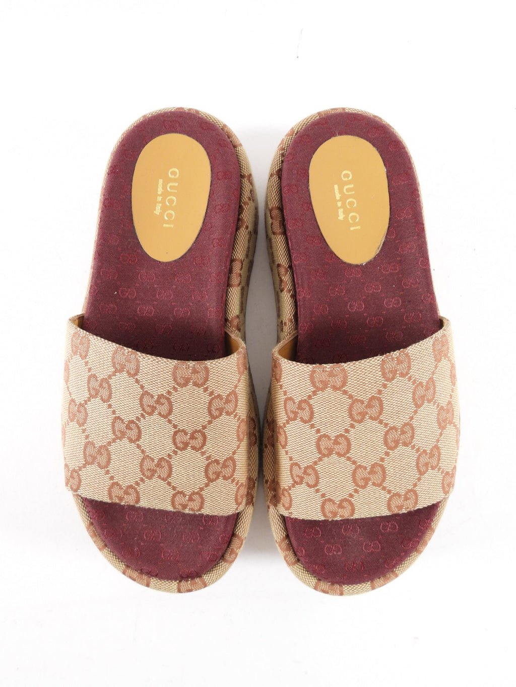 Gucci Monogram Canvas Platform Slides - 35.5 / USA 6 / 6.5