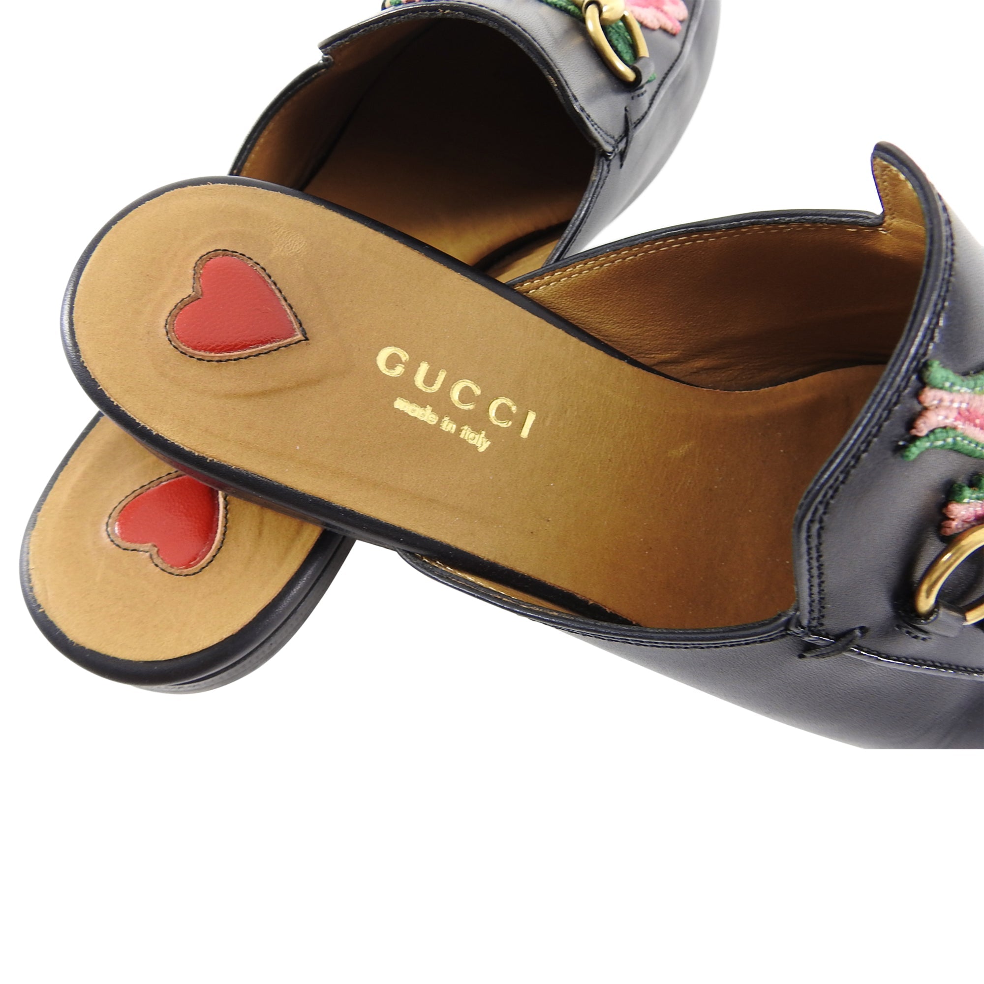 Gucci Princetown Slipper with Embroidered Rose - 6.5