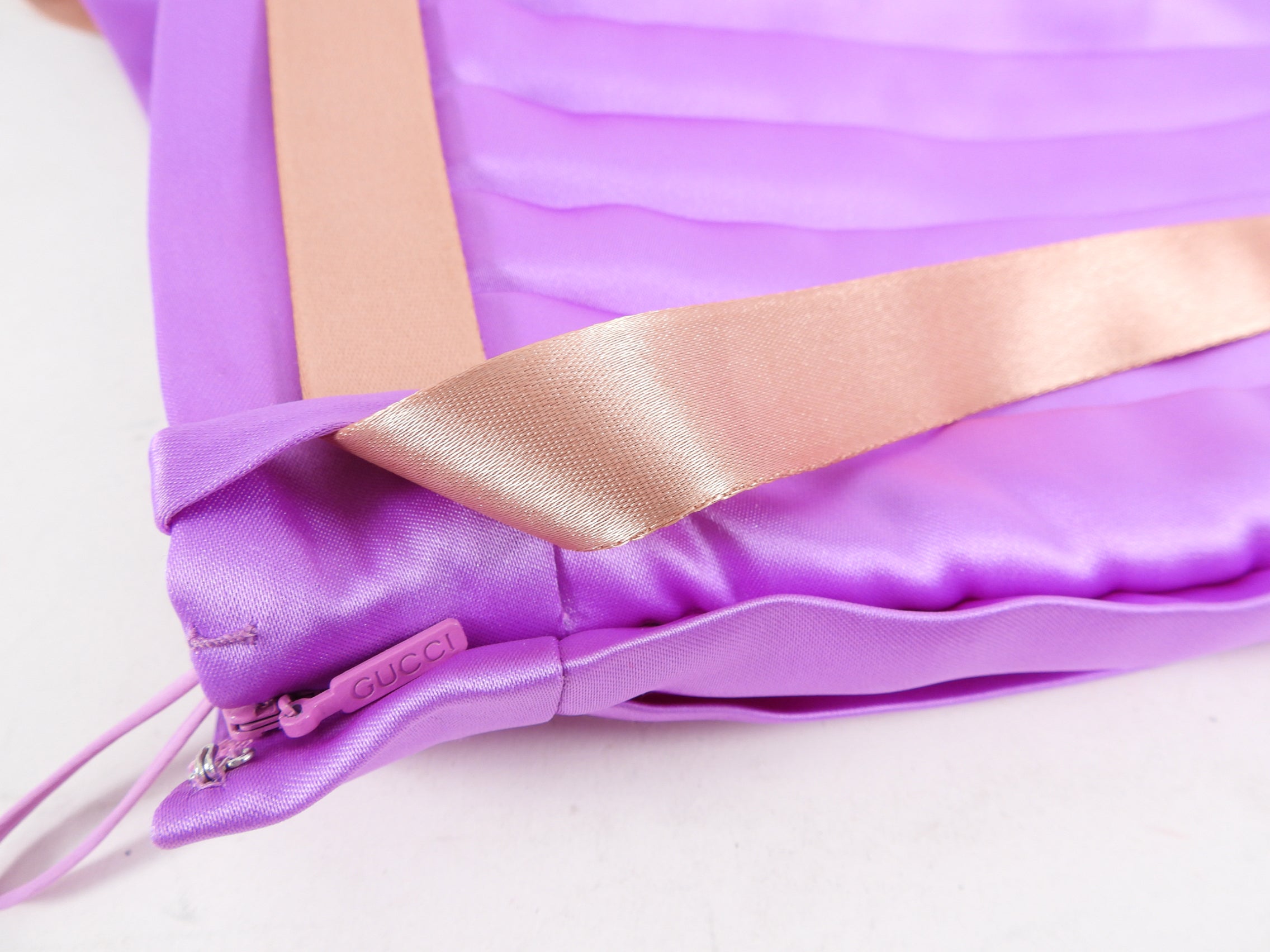 Gucci Purple Satin Pleated Skirt with Sash Belt - S