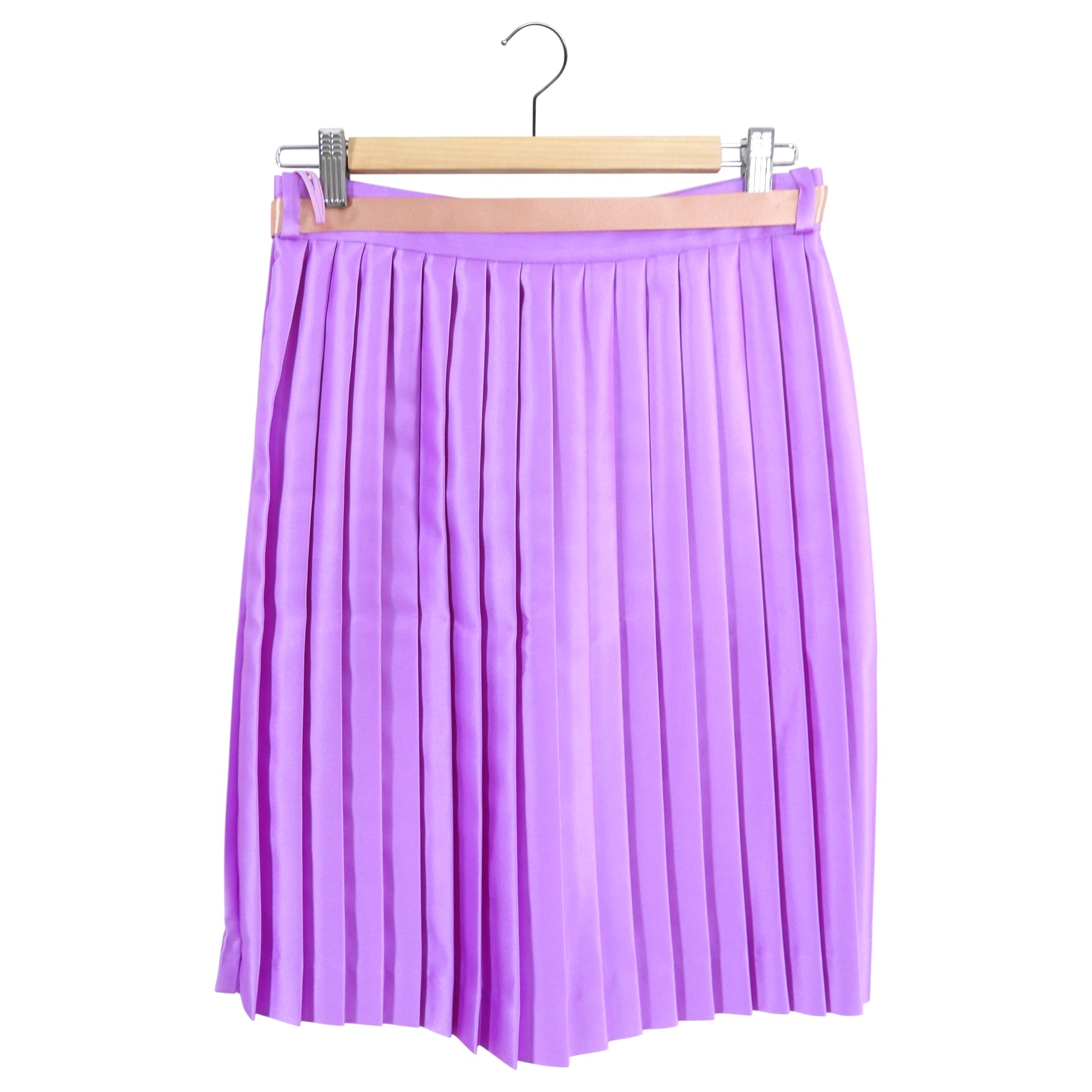 Gucci Purple Satin Pleated Skirt with Sash Belt - S