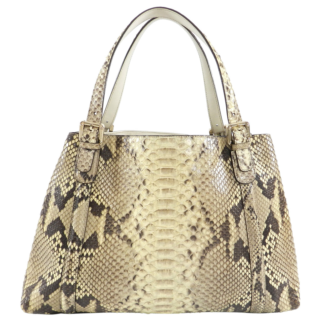 Gucci Natural Python Britt Medium GG Logo Tote Bag