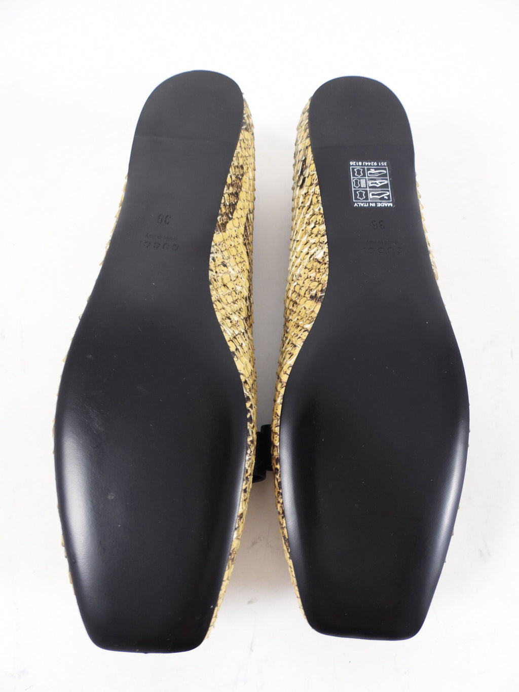Gucci Exotic Natural Python Ballerina Lace Up GG Flat Shoes - 38 (37.5)