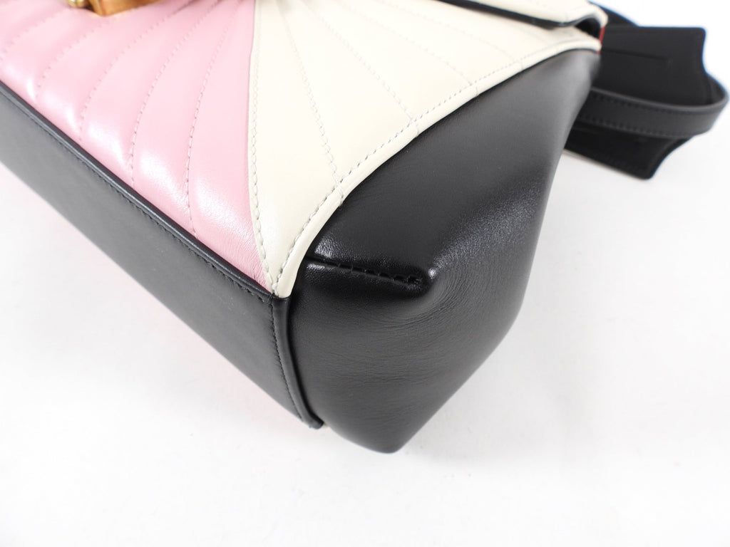 Gucci Pink Navy White Bamboo Queen Margaret Medium Bag