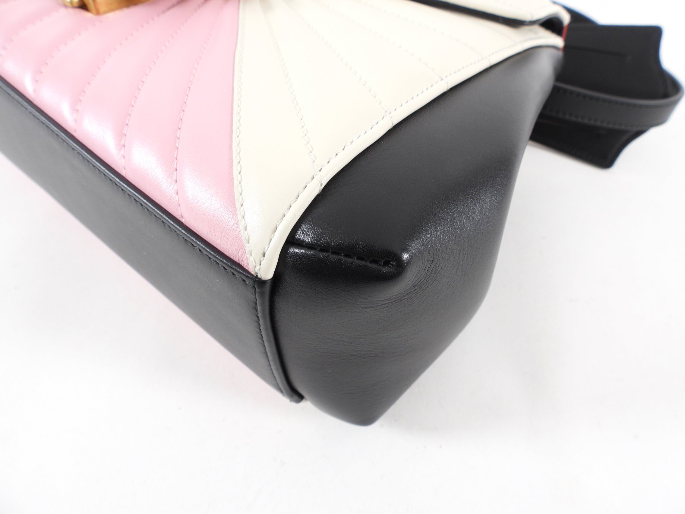 Gucci Pink Navy White Bamboo Queen Margaret Medium Bag